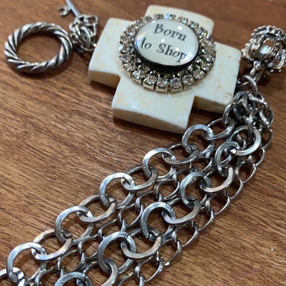 “Born to Shop” bracelet vintage bracelet cross - Picture 5 of 16